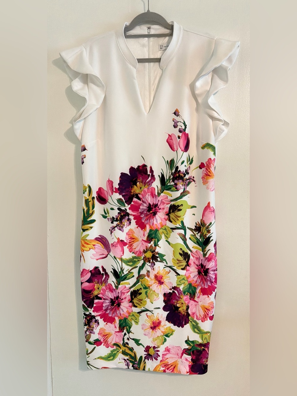 New York & Company Floral Ruffle Sleeve Midi Dress – XXL Tall